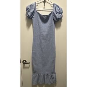 Baltic Born Women’s Light Blue Smocked Midi Dress – Cottagecore